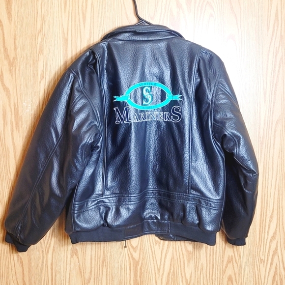 Genuine Merchandise Jackets & Blazers - Vintage Faux Pebbled Leather Seattle Mariners Baseball Jacket Mighty Mac…